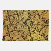 Linge De Cuisine Modèle Floral Or Fleur orientale (Horizontal)