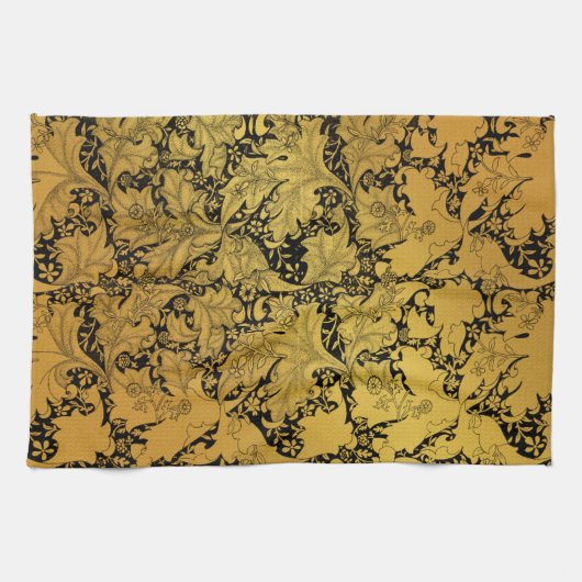 Linge De Cuisine Modèle Floral Or Fleur orientale (Horizontal)