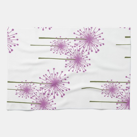 Linge De Cuisine Modèle Floral pourpre (Horizontal)