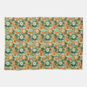 Linge De Cuisine Modèle floral rétro des années 1970 (Horizontal)