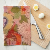 Linge De Cuisine Modèle floral rose kimono (Quart Plié)