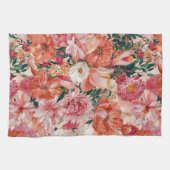 Linge De Cuisine Modèle Floral rose orange (Horizontal)
