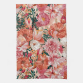 Linge De Cuisine Modèle Floral rose orange (Vertical)