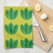 Linge De Cuisine Modèle floral vert (Quart Plié)