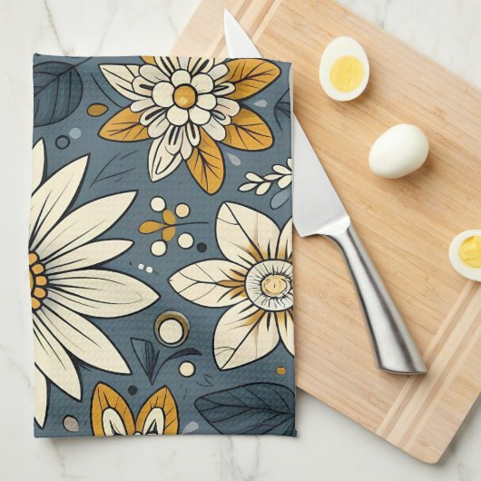 Linge De Cuisine Modèle Floral vintage (Quart Plié)