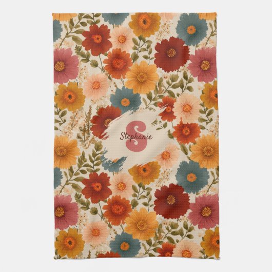 Linge De Cuisine Modèle floral vintage (Vertical)