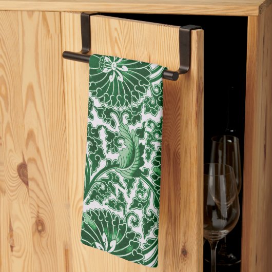 Linge De Cuisine Modèle floral vintage vert (Pliage en tiers)