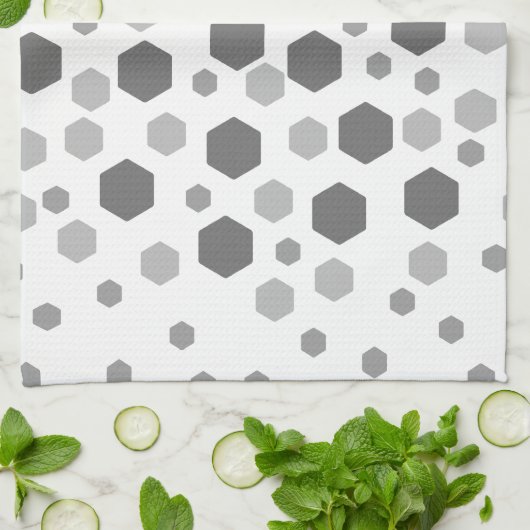 Linge De Cuisine Modèle gris d'hexagones (Plié)