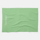 Linge De Cuisine Modèle moderne Solid Sage Vert  noir Script Apro (Horizontal)