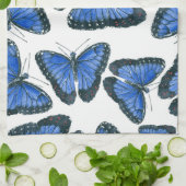 Linge De Cuisine Modèle motif de papillon bleu morpho (Plié)
