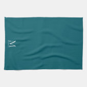 Linge De Cuisine Modèle simple moderne élégant Monogramme sarcelle (Horizontal)