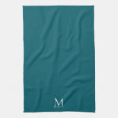 Linge De Cuisine Modèle simple moderne élégant Monogramme sarcelle (Vertical)