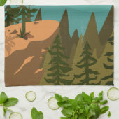 Linge De Cuisine Modern Abstract Forest, Mountains, and Sunrise (Plié)