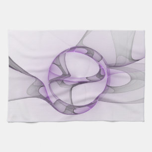 Linge De Cuisine Modern Abstract Fractal Art Lavender Gray