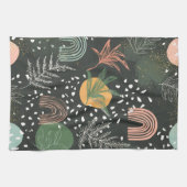 Linge De Cuisine Modern Abstract Terrazzo & Botanical Collage  (Horizontal)