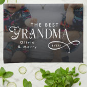 Linge De Cuisine Modern Best Grandma Ever Photo Personalized (Plié)