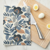 Linge De Cuisine Modern Blue Botanical Spring Floral Kitchen Towels (Quart Plié)
