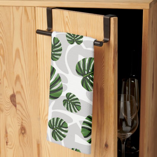 Linge De Cuisine Modern Boho Botanical Leaves Pattern (Pliage en tiers)