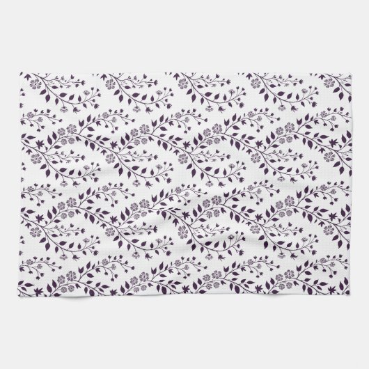 Linge De Cuisine Modern Boho Floral Pattern Plum White (Horizontal)