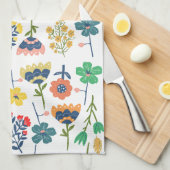 Linge De Cuisine Modern cute botanical pattern Pink Blue yellow (Quart Plié)