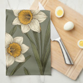 Linge De Cuisine Modern Daffodil Botanical Pattern (2) (Quart Plié)