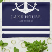 Linge De Cuisine Modern Lake House Nom de famille Marine bleue (Plié)