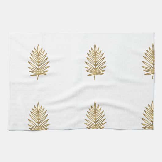 Linge De Cuisine Modern Metallic Gold Botanical Palm Leaf Pattern (Horizontal)