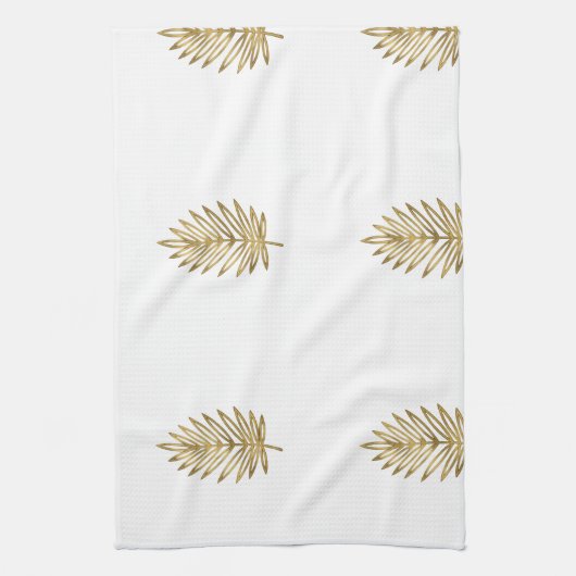 Linge De Cuisine Modern Metallic Gold Botanical Palm Leaf Pattern (Vertical)