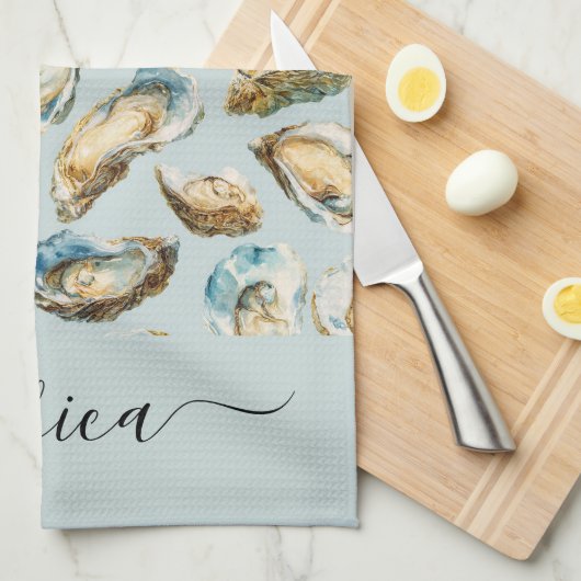 Linge De Cuisine Modern oysters pattern script name (Quart Plié)