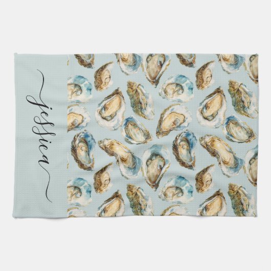 Linge De Cuisine Modern oysters pattern script name (Horizontal)