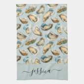 Linge De Cuisine Modern oysters pattern script name (Vertical)