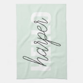 Linge De Cuisine Modern Pastel Mint Bonjour Et Vous Nom (Vertical)