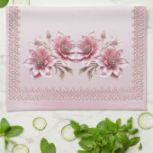 Linge De Cuisine Modern Pink Flowers Kitchen Towel (Plié)