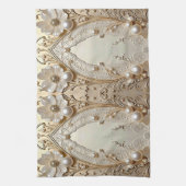 Linge De Cuisine Modern White Flowers Pearls Kitchen Towel (Vertical)