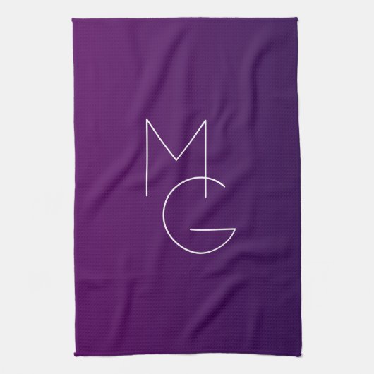 Linge De Cuisine Moderne 2 Initiales | Ombre Subtile Violet Foncé (Vertical)