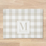 Linge De Cuisine Moderne Agritourisme Buffle Beige Chèque Monogramm<br><div class="desc">Serviette de cuisine de style ferme personnalisée avec monogramme personnalisé et nom de famille sur chevalet de buffle beige/motif plaid.</div>