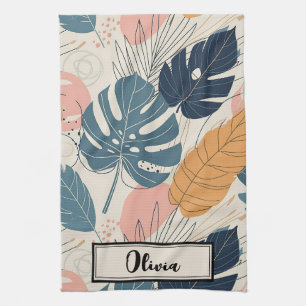Linge De Cuisine Moderne Boho Feuilles Tropicales Abstraites