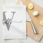 Linge De Cuisine Moderne écriture de nom de monogramme personnalisé (Quart Plié)