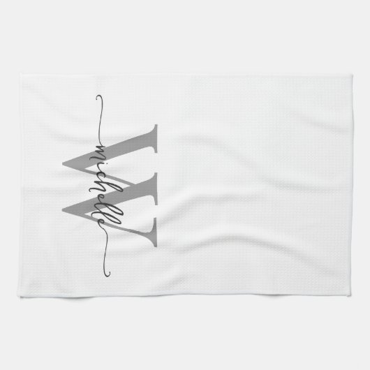 Linge De Cuisine Moderne écriture de nom de monogramme personnalisé (Horizontal)