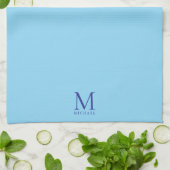 Linge De Cuisine Moderne Élégant Bleu Bébé Simple Monogramme de Mod (Plié)