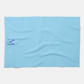 Linge De Cuisine Moderne Élégant Bleu Bébé Simple Monogramme de Mod (Horizontal)