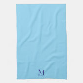 Linge De Cuisine Moderne Élégant Bleu Bébé Simple Monogramme de Mod (Vertical)