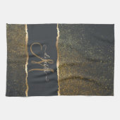 Linge De Cuisine Moderne Élégant Monogramme au Touché d'Or (Horizontal)