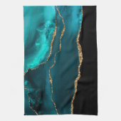 Linge De Cuisine Moderne et élégant Turquoise Agate & Gold Ribbon s (Vertical)