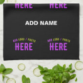 LINGE DE CUISINE MODERNE ET MODERNE PERSONNALISABLE NOIR VÉRIFIÉ (Plié)