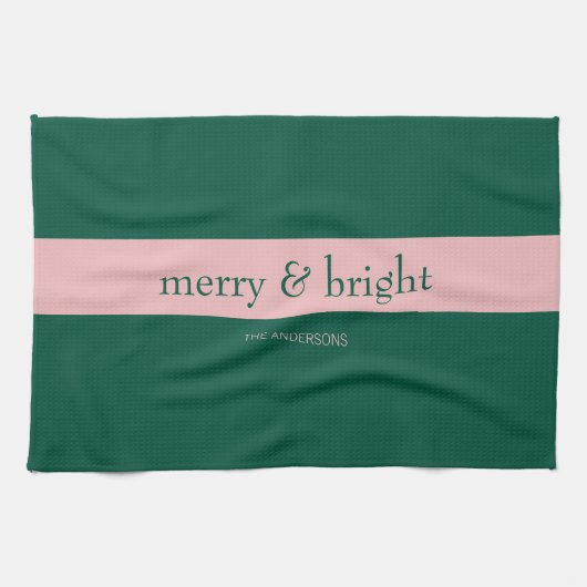 Linge De Cuisine Moderne Merry & Bright Stripe Holiday Vert & Rose (Horizontal)