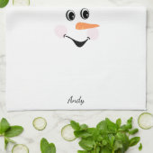 Linge De Cuisine Moderne mignonne Custom Snowman visage souriant (Plié)