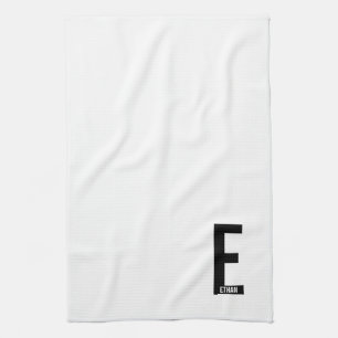 Linge De Cuisine Moderne Monogramme et Nom Personnalisés Gras