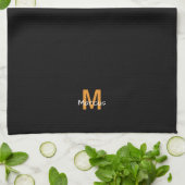 Linge De Cuisine Moderne Monogramme Noir Chic (Plié)