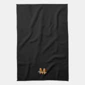 Linge De Cuisine Moderne Monogramme Noir Chic (Vertical)